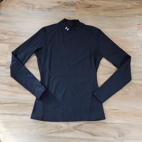 🔺️Under Armour Black Cold Gear High Neck Long Sleeve Top Large - Picture 1 of 8